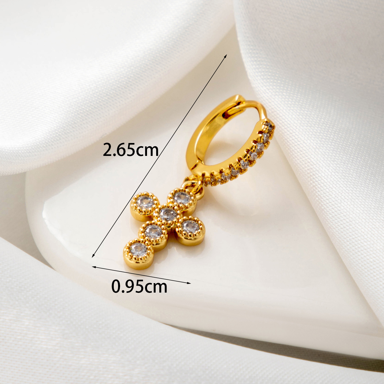 1 Piece Simple Series Classic Cross Copper 18K Gold color Plated Material Zircon Women's Dangle Earrings h5 